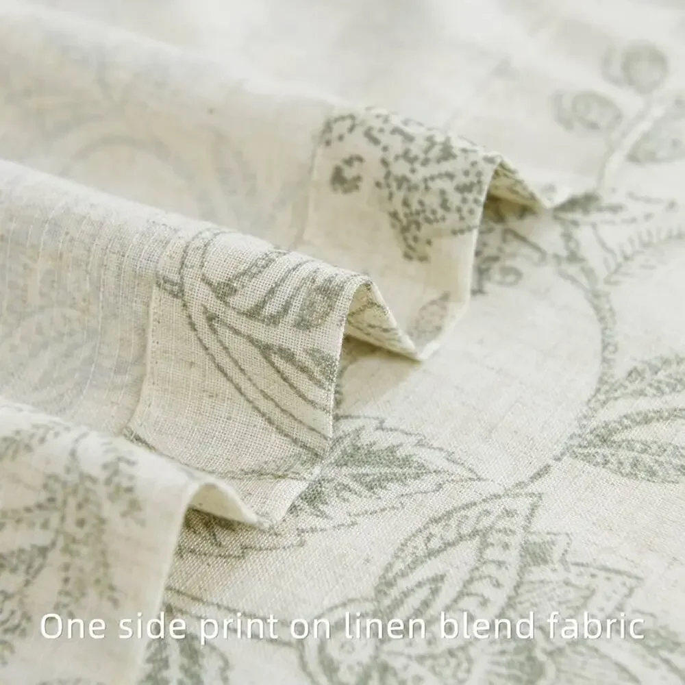 Linen Tie Up Valance Floral Printed Valance for Windows Adjustable 42” wide